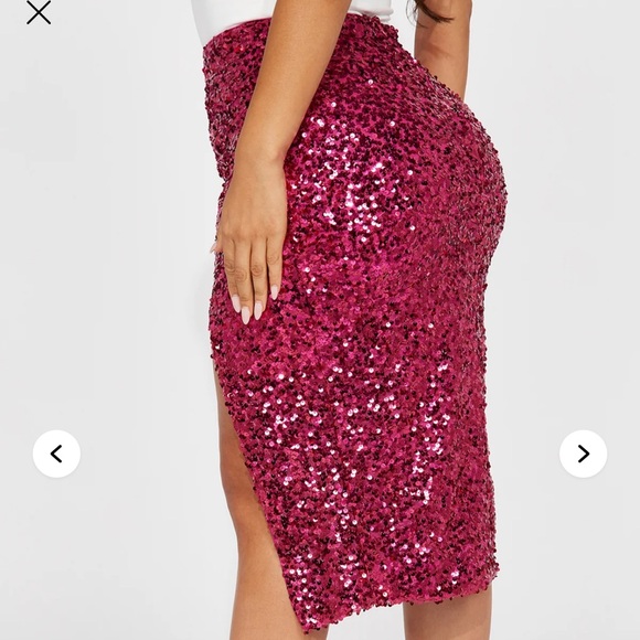 Fashion Nova Sequin Pink Skirt - Picture 3 of 7